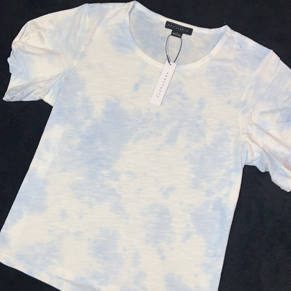 💥$10 SALE💥 NWT! Sanctuary Twist Capped Sleeve Shirt - Sky Blue - Picture 7 of 7
